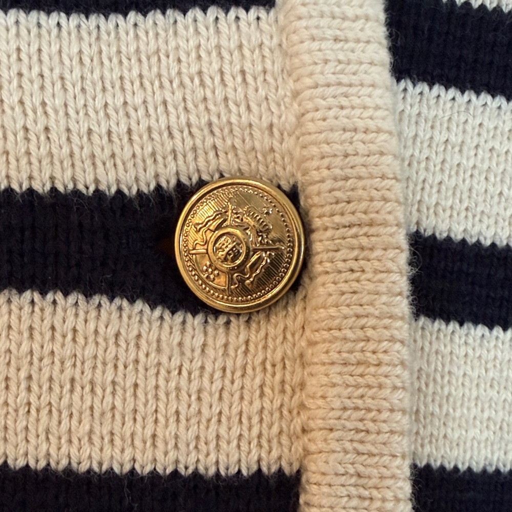 Alex Mill Women's Navy and Cream Striped Cardigan - Picture 3 of 9